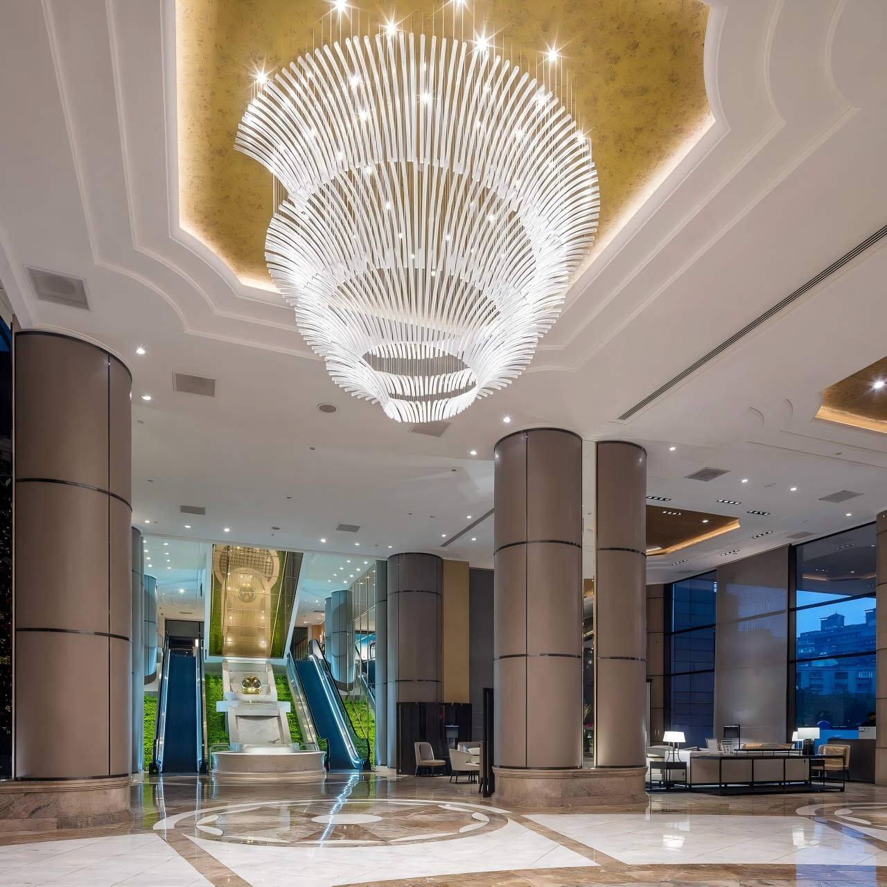 mmexport1779898674434 Wave Glass Lobby Chandelier - Image 1