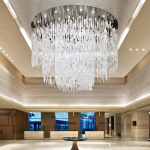 Waterfall Fluted Glass Custom Lobby Chandelier