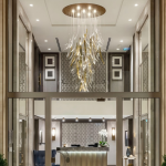 Golden Stream Handblown Glass Lobby Chandelier