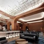 Modern Geometric Rod Pendant Light for High-Ceiling Office Atriums