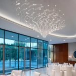 Modern Flowing Blade Glass Chandelier for Commercial High Ceilings