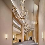 Custom Gold & Clear Glass Leaf Chandelier for Hotel Corridors