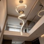 Spiral LED Chandelier for High-Ceiling Villa Living Rooms