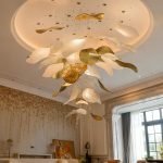 Luxury Water Lily Inspired Chandelier for High-Ceiling Private Homes