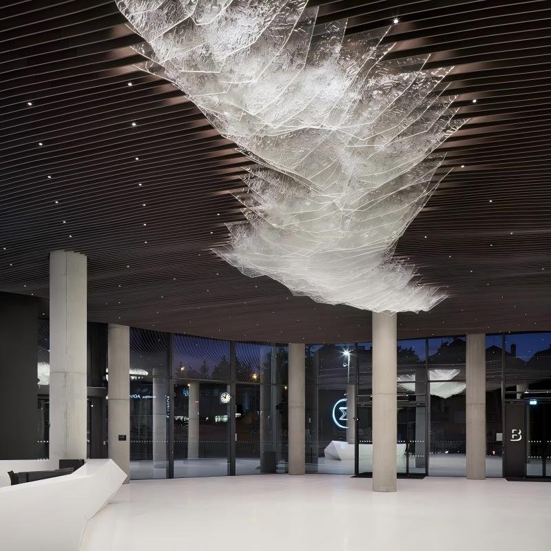主图 Custom Ice Textured Glass Wave Chandelier for Hotel Lobbies & Reception Areas - Image 1