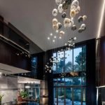 Luxury Metallic-Tinted Glass Orb Chandelier for High-Ceiling Private Homes