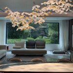Golden-Tipped Glass Petal Chandelier for Villa Dining Rooms