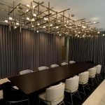 Geometric Intersecting Linear Light for Luxury Private Home Dining Areas