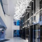 Geometric Line Art Chandelier for Minimalist Hospitality Venues