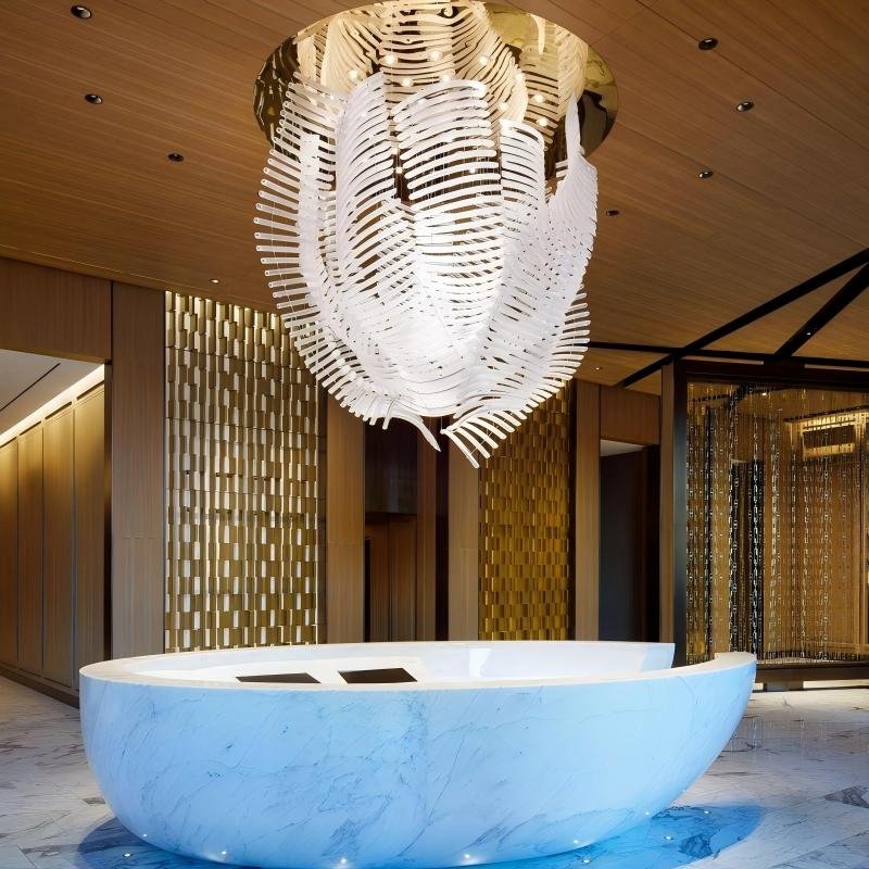 主图 Modern Fern Frond Pendant Light for High-Ceiling Hospitality Venues - Image 1