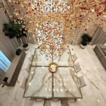 Amber Stone Glass Chandelier for Villa Dining Rooms