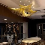Golden Wing Glass Tube Chandelier for Villa Dining Rooms