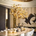 Golden Bubble Glass Chandelier for Villa Dining Rooms