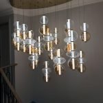 Luxury Textured & Smooth Glass Combination Chandelier for High-Ceiling Stairs