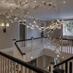 Luxury Textured Wave Glass Chandelier for High-Ceiling Private Home Stairs