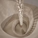 Luxury Golden Frame Pebble Chandelier for High-Ceiling Private Home Stairs