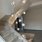 Rippled Glass Sphere Staircase Chandelier for Villa Foyers