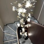 Modern Vine-Style Glass Flower Pendant Light for Duplex Stairs