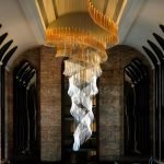 Spiral Handblown Glass Rod Chandelier for High Ceiling Atriums