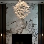 Custom Amber-Tipped Maple Leaf Glass Chandelier for Villa Living Rooms