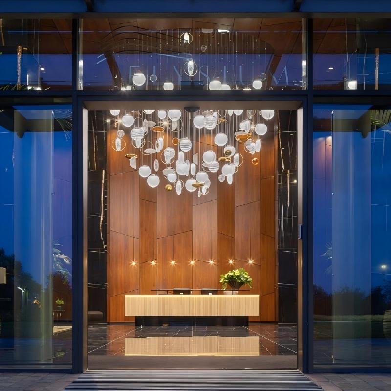 主图1 Custom Pebble Glass Chandelier for Hotel Lobbies & Luxury Reception Areas - Image 1